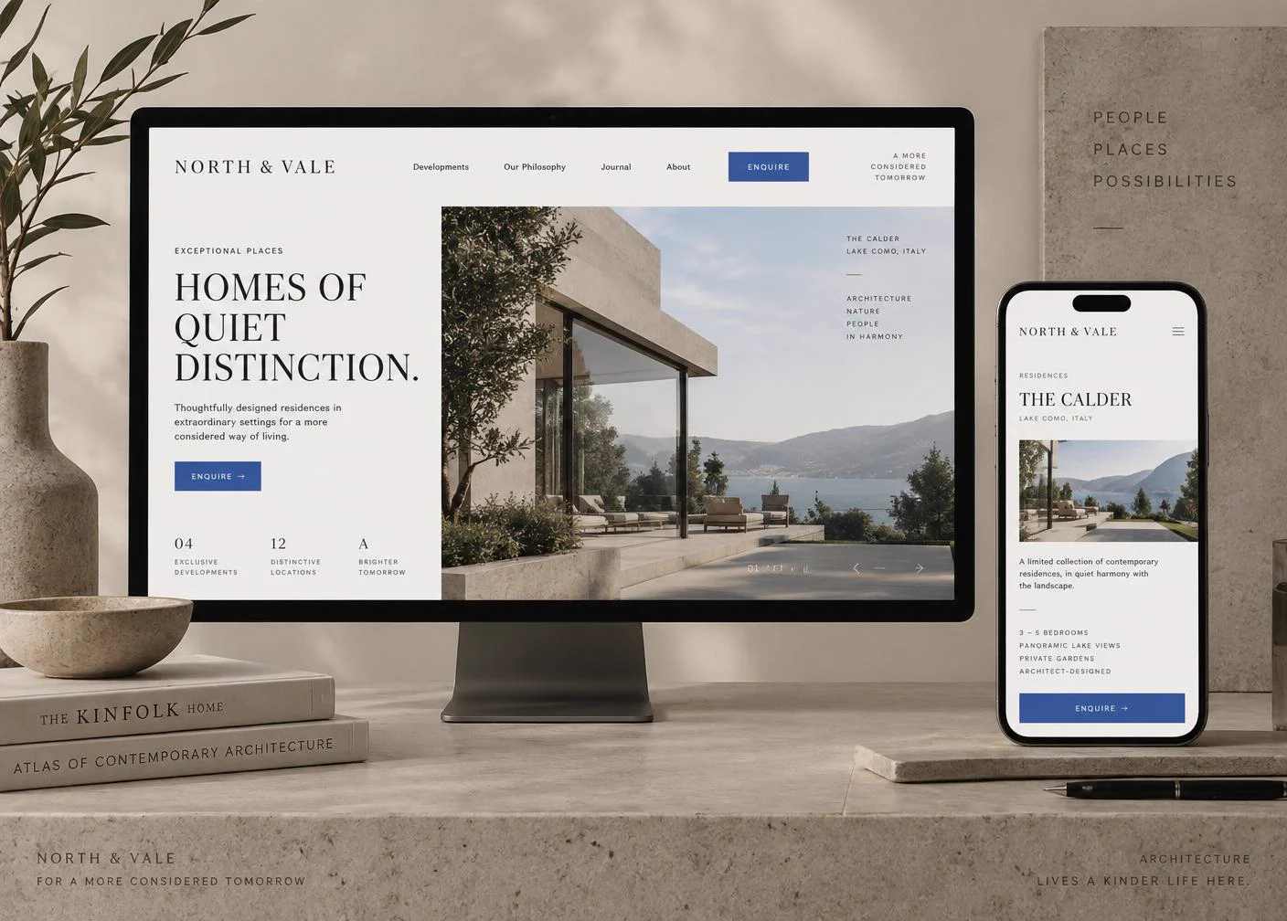 North & Vale website concept shown on desktop and mobile